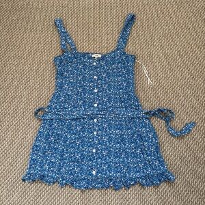 Blue Floral Button-Front Mini Dress